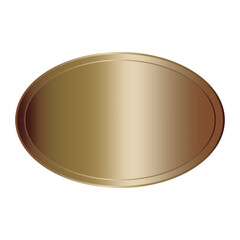 Poster - Oval bronze icon. Glossy vector shape. Curved metallic label. Smooth empty badge.