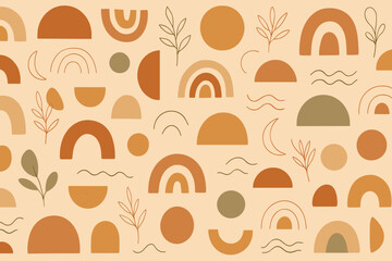 Poster - Abstract design featuring colorful shapes and patterns with organic elements on a light background