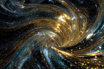 Wall Mural - Abstract Gold Blue Black Swirl Glitter Texture Background