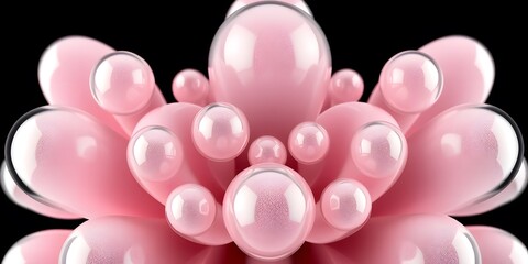 Aufkleber - Abstract Botanical Bubbles Illustration, Three-dimensional Spheres In A Plant-like Design, A Modern Background, Or Artistic Wallpaper. Creates A Calming And Sophisticated Aesthetic.