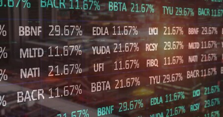 Poster - Ticker refreshing each second updating codes and reflecting market fluctuations over trading floor
