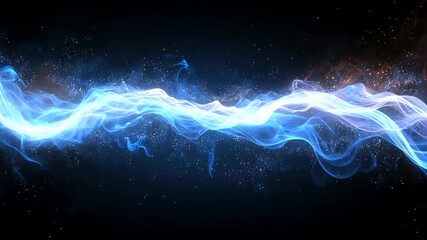 Wall Mural - Bright Blue Light Wave in Dark Space Background