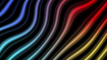 Poster - Colorful Sideway Moving Rainbow Aurora Wall with Flowing Multicolored Wave Lines in a Seamless VJ Loop Animation for Abstract Decorative Background and Dynamic Visual Effects in 4K Motion Design