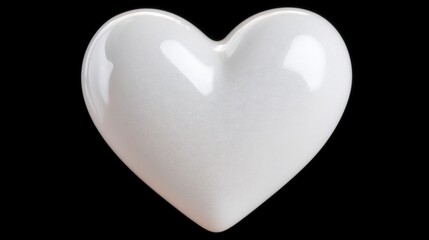 Poster - Reflective White Heart Shape  3D Render  Love Symbol  Romantic  Clean Background  Studio S
