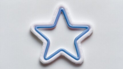 Poster - Fluffy Blue Neon Star Sign  Soft Light  Minimalist Design  Blank Space  Pastel Colors  Mod