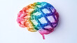 © Soulc - Rainbow-Colored Human Brain Model on White Background