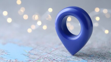 Poster - Blue GPS Location Pin on Map  Navigation  Geolocation Technology