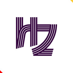 Poster - Parallel line monogram initial logo, combination of letter H and Z. Best for name abbreviation.