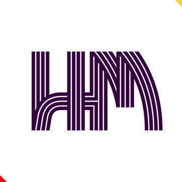 Parallel line monogram initial logo, combination of letter H and M. Best for name abbreviation.