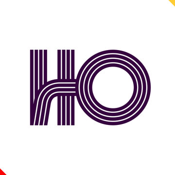 Parallel line monogram initial logo, combination of letter H and O. Best for name abbreviation.