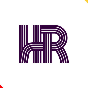 Parallel line monogram initial logo, combination of letter H and R. Best for name abbreviation.
