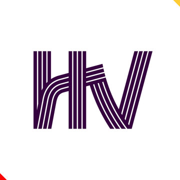 Parallel line monogram initial logo, combination of letter H and V. Best for name abbreviation.