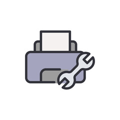 Poster - Printer Maintenance And Repair Concept With Wrench On Isolated View