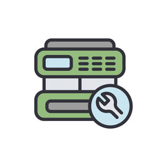 Poster - Illustrative Depiction Of Printer Maintenance With A Wrench Emblem