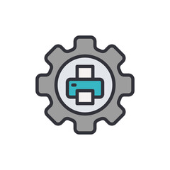 Poster - Printer Icon Inside A Gear Symbol For Automation Or Technology