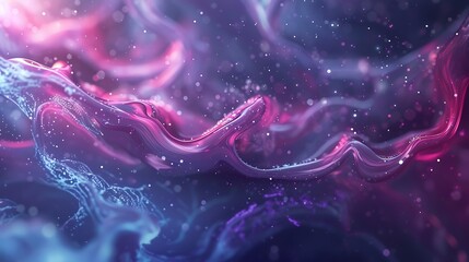 Poster - Abstract flowing shapes in shades of purple pink and blue create a dynamic and vibrant background