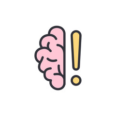 Poster - Brain And Exclamation Mark Icon Symbolizing Intelligent Solutions Concept