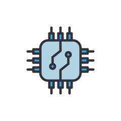 Poster - Isolated Microchip Icon With Light Blue Tones For Technological Concepts
