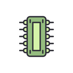 Poster - Stylized Green Microchip Graphic Isolated On Transparent Backdrop