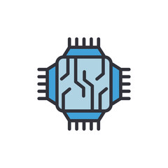 Poster - Simplified Microchip Design With Clean Lines On A Transparent Canvas