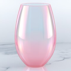 Poster - Elegant iridescent glass vase with pink hue standing on marble surface