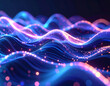 © adisorn - Digital Waveform Visualization: An artistic representation of vibrant, undulating digital waveforms, composed of dynamic lines and luminescent particles.