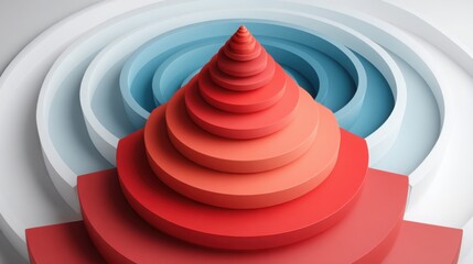 Poster - A striking red cone set against a blue circle background, creating a vivid contrast and engaging visual composition