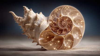 Poster - Unique with starfish inside illustrating nature's beauty with a fibonacci spiral influence and symbolic meaning