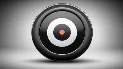 Poster - Black button with red dot on it representing fibonacci value stream icon concept and spiral map tracing visualization
