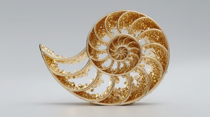 Poster - Exquisite gold and silver sculpture representing the harmony of design with the golden ratio in a circular spiral form