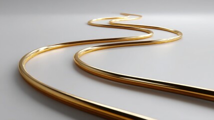 Poster - Elegant curved gold metal object representing the golden ratio in a conceptual liquidity path icon design