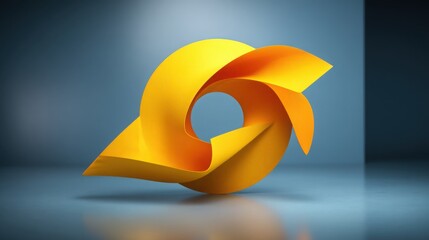Poster - A creative yellow paper sculpture representing the golden ratio in an innovative conceptual return funnel design