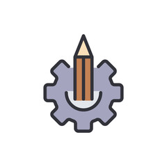 Poster - Creative Process Representation Pencil Inside Gear Wheel Graphic Concept