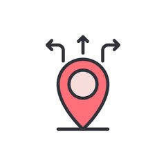 Poster - Location Pin With Diverging Arrows Indicates Multiple Directions
