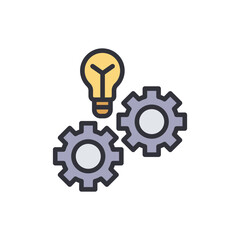Poster - innovative thinking concept with light bulb and gears illustration