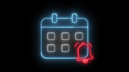 Poster - Neon animation of the calendar icon and notification bell