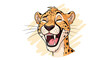 © Fatima - Cartoon illustration of laughing cheetah face on white background, expressive animal emoji design