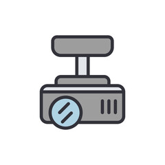 Poster - Stylized Projector Icon Displaying Technological Presentation Equipment