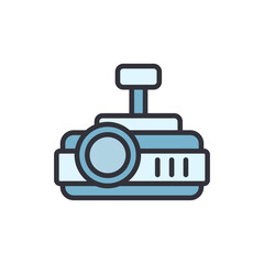 Poster - Stylized Icon Depicting Projector For Presentations With Transparent Backdrop