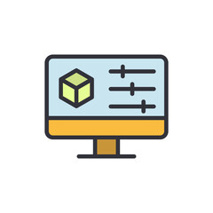 Poster - Isometric Representation Of Computer Screen Displaying 3D Modeling Interface