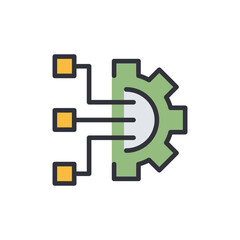 Poster - Data Processing Illustration Featuring Connection Points And A Gear