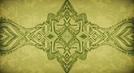 Poster - Olive Green Abstract Geometric Pattern Ornamental Design Vintage Texture Background