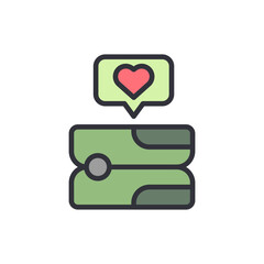 Poster - Creative Green Server Data With Heart Symbol In Speech Bubble