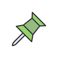 Poster - Isolated Green Pushpin Illustration For Note Reminders And Organization