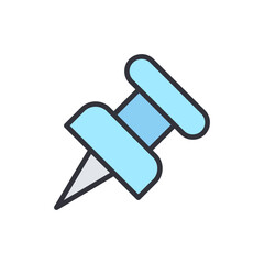 Poster - Pale Blue Pin Icon Isolated On Transparent Backdrop Vector Illustration