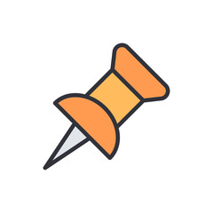 Poster - Orange Pin With Outline And Visible Needle On Transparent Background