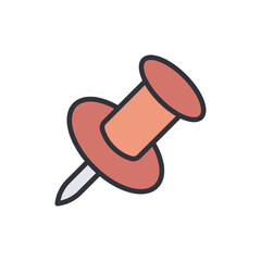 Poster - Isolated Illustration Of A Simple Coral Colored Pushpin On Transparency