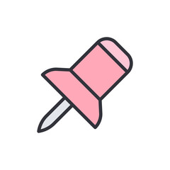 Poster - Isolated Pink Pushpin Symbolizing Reminders And Tasks Management Concepts