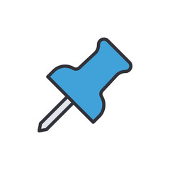 Poster - Blue Pushpin Isolated On Transparent Background With Precise Details