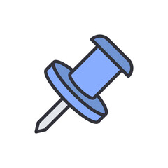 Poster - Stylized Blue Pushpin Illustration Symbolizing Organization And Planning